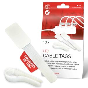 LTC Klettkabelbinderlabel Set wiederverwendbar, weiß,10er