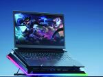 Conceptronic THYIA03B Turbofan Gaming Laptop-Kühlpad mit USB-Hub, RGB, versiegeltem Schaumdesign und Smartphone-Halter