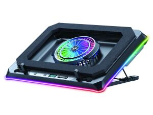 Conceptronic THYIA04B Gaming Laptop-Kühlpad mit RGB, versiegeltem Schaumdesign und Smartphone-Halter