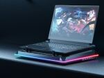 Conceptronic THYIA04B Gaming Laptop-Kühlpad mit RGB, versiegeltem Schaumdesign und Smartphone-Halter