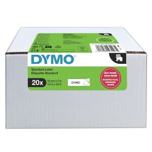 DYMO Original D1-Etikettenband | schwarz auf weiß | 12 mm x 7 m | selbstklebendes Schriftband | für LabelManager-Beschriftungsgerät | 20 Etikettenkassetten