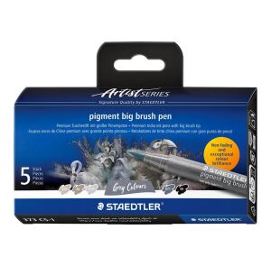 STAEDTLER pigment big brush pen Grey      5ST