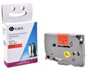 G&G 17085 Etiketten erstellendes Band Schwarz auf rot TZe