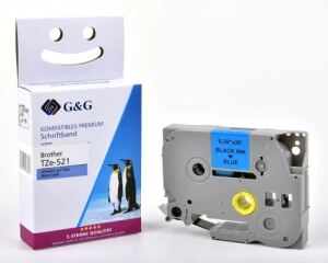 G&G 17086 Etiketten erstellendes Band Scwarz auf blau TZe