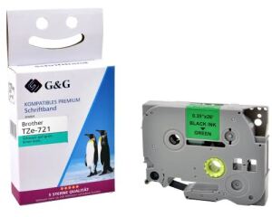 G&G 17087 Etiketten erstellendes Band Schwarz auf grün TZe