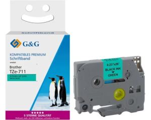 G&G 18675 Etiketten erstellendes Band Schwarz auf grün TZe