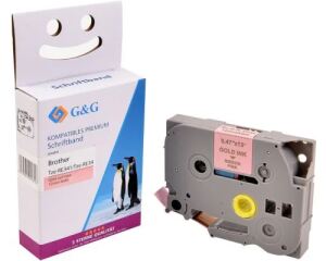 G&G 18779 Etiketten erstellendes Band Gold auf Rosa TZe