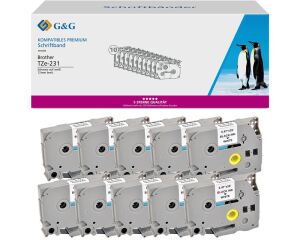 G&G 20100 Etiketten erstellendes Band Schwarz auf weiss TZe