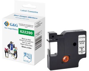G&G 21681 Etiketten erstellendes Band Schwarz auf transparent 622290