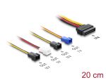 DeLOCK Stromversorgungskabel SATA 15 Pin Stecker zu 4 x 2 Pin Lüfter (12 V / 7 V / 5 V) 20 cm