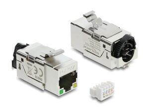 DELOCK Keystone Modul RJ45 Buchse Cat.6A STP mit PoE LED