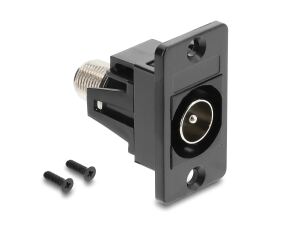 DELOCK Panel Mount IEC Stecker zu F Buchse schwarz