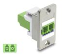 DeLOCK Panel Mount LC Duplex Buchse zu LC Duplex Buchse silber / lindgrün / weiß
