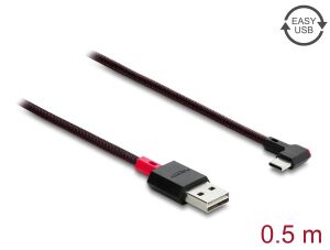 DELOCK EASY-USB 2.0 Kabel Typ-A St > USB-C St gew. 0,5m schw