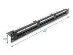 DeLOCK 19″ 1 HE Patchpanel 24 Port Cat.6 mit LED und Entlastungsschiene ungeschirmt schwarz