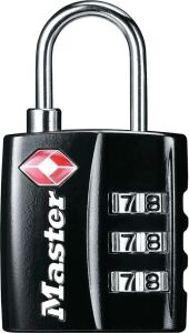 MASTER LOCK TSA Zahlenschloss, Schwarz, 5,5 x 3 x 2,6 cm