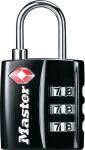 MASTER LOCK TSA Zahlenschloss, Schwarz, 5,5 x 3 x 2,6 cm