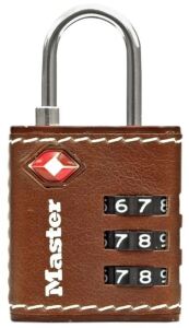 MASTER LOCK TSA Zahlenschloss, Braunes Leder, 5,5x3x2,6cm