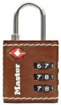 MASTER LOCK TSA Zahlenschloss, Braunes Leder, 5,5x3x2,6cm