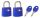 MASTER LOCK TSA Zahlenschloss Zuf.Farbe,3,8x2,3x1,1cm,2Stk