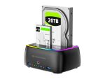 Conceptronic DONN36B Dual-Bay RGB Festplatten-Dockingstation für 2,5"/3,5" HDD/SSD, 2 × USB-A, SD/TF-Kartenleser, UASP
