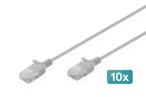 Digitus CAT 6 U-UTP Slim Patchkabel, 0,3 m, Grau, 10 Stück
