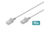 Digitus CAT 6 U-UTP Slim Patchkabel, 0,3 m, Grau, 10 Stück