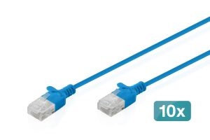 Digitus CAT 6 U-UTP Slim Patchkabel, 0,3 m, Blau, 10 Stück