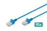 Digitus CAT 6 U-UTP Slim Patchkabel, 0,3 m, Blau, 10 Stück