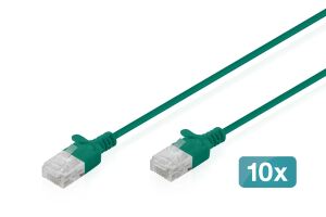 Digitus CAT 6 U-UTP Slim Patchkabel, 0,5 m, Grün, 10 Stück