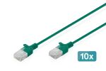 Digitus CAT 6 U-UTP Slim Patchkabel, 0,5 m, Grün, 10 Stück