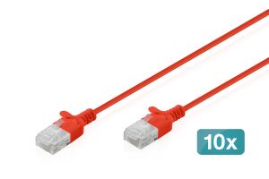 Digitus CAT 6 U-UTP Slim Patchkabel, 0,5 m, Rot, 10 Stück