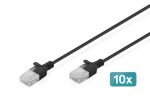 Digitus CAT 6 U-UTP Slim Patchkabel, 2 m, Schwarz, 10 Stück