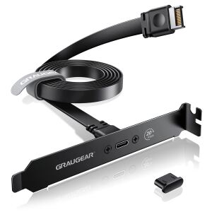 GRAUGEAR Erweiterungskabel USB-C m. PCI Slotblech PC-Gehäuse