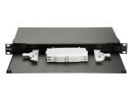 Equip 19" Glasfaser-Verteilerkasten, 1 HE, ohne Frontplatte, 48 Fasern, Schwarz