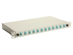 Equip 12-Port-Glasfaser-Spleißbox, LC-Duplex, OM3, 1 HE, ausgestattet, Grau