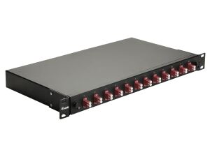 Equip 12-Port-Glasfaser-Spleißbox, LC-Duplex, OM4, 1 HE, ausgestattet, Schwarz