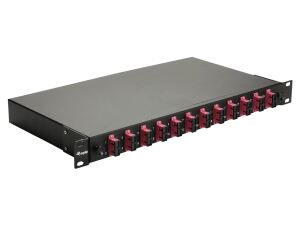 Equip 12-Port-Glasfaser-Spleißbox, SC Duplex, OM4, 1 HE, ausgestattet, Schwarz