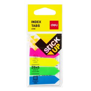 Deli EA10602 Selbstklebendes Etikett 100 Blätter Blau, Grün, Orange, Pink, Gelb