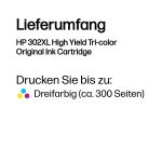 HP Original 302XL Cyan/Magenta/Gelb Druckerpatrone mit hoher Reichweite