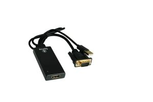 TERRA VGA zu HDMI Adapter mit Audio schwarz/black  USB Typ-A Anschluss