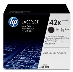 HP 42X 2er-Pack Schwarz Original LaserJet Tonerkartuschen mit hoher Reichweite