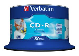 Verbatim CD-R AZO Wide Inkjet Printable no ID 700 MB 52x 50 Stück(e)