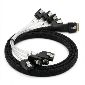 BC Kabel 1x SFF8654 x8 -> 8x SATA (SFF8482) intern 1m Kabel SlimSAS -> SATA (RSL74-A657)