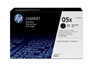 HP 05X 2er-Pack Schwarz Original LaserJet Tonerkartusche mit hoher Reichweite