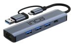 Inca IUTP-5T Schnittstellen-Hub USB Typ-C 1000 Mbit/s Grau