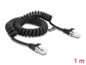DELOCK RJ50 Spiralkabel Stecker > Stecker 1m schwarz