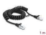 DELOCK RJ50 Spiralkabel Stecker > Stecker 1m schwarz