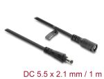 DeLOCK DC Verlängerungskabel 5,5 x 2,1 mm Stecker zu Buchse mit Bajonettverschluss 18 AWG, 1 m schwarz