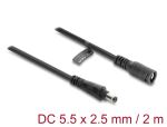 DeLOCK DC Verlängerungskabel 5,5 x 2,5 mm Stecker zu Buchse mit Bajonettverschluss 18 AWG, 2 m schwarz